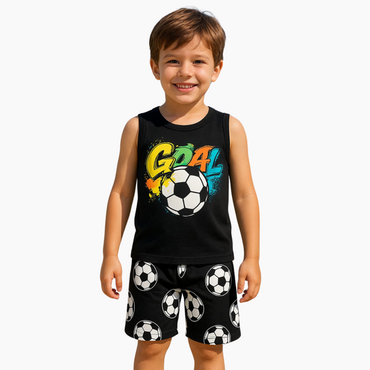 GOAL MODE Activated – Black Soccer Tank Set for Kids (Limited Edition)