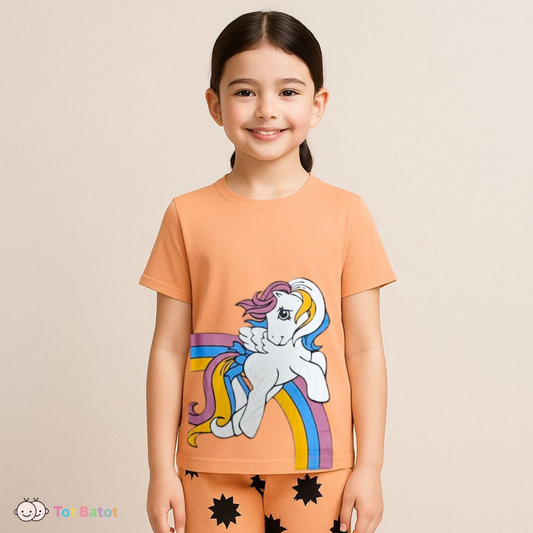 Magical Unicorn Rainbow Nightwear Set for Kids – Peach