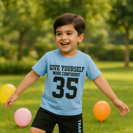 Boys' Sporty Confidence Shorts Set – Blue & Black