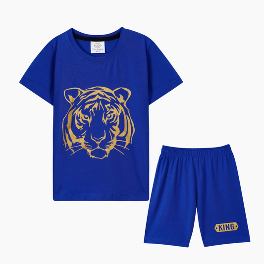 Golden lion navy blue t-shirt with half sleeve and shorts