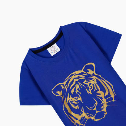 Golden lion navy blue t-shirt with half sleeve and shorts