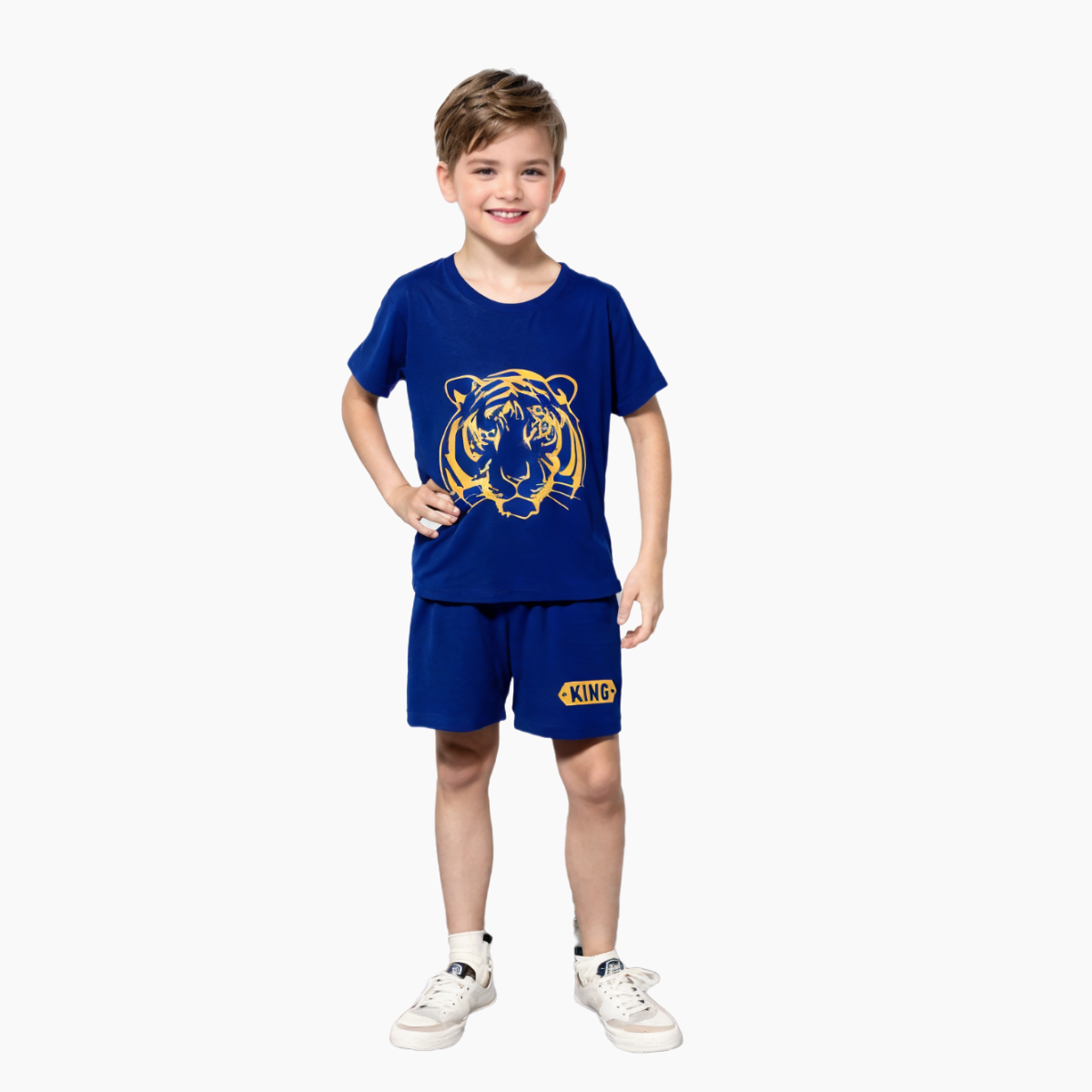 Golden lion navy blue t-shirt with half sleeve and shorts