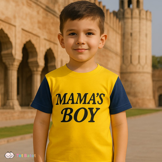 Mama’s Boy Summer Set for Boys – Yellow & Navy Shorts Outfit