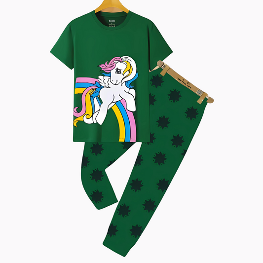 Rainbow Unicorn printed cotton outfit