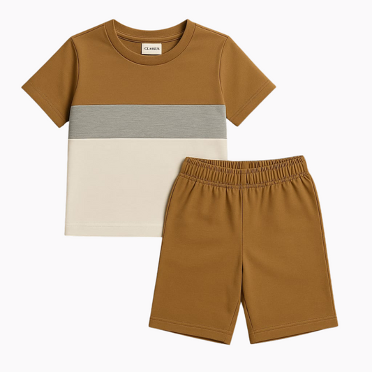 Mini CEO Edition – Soft Cotton Boss Set (Brown-Grey Swagger)